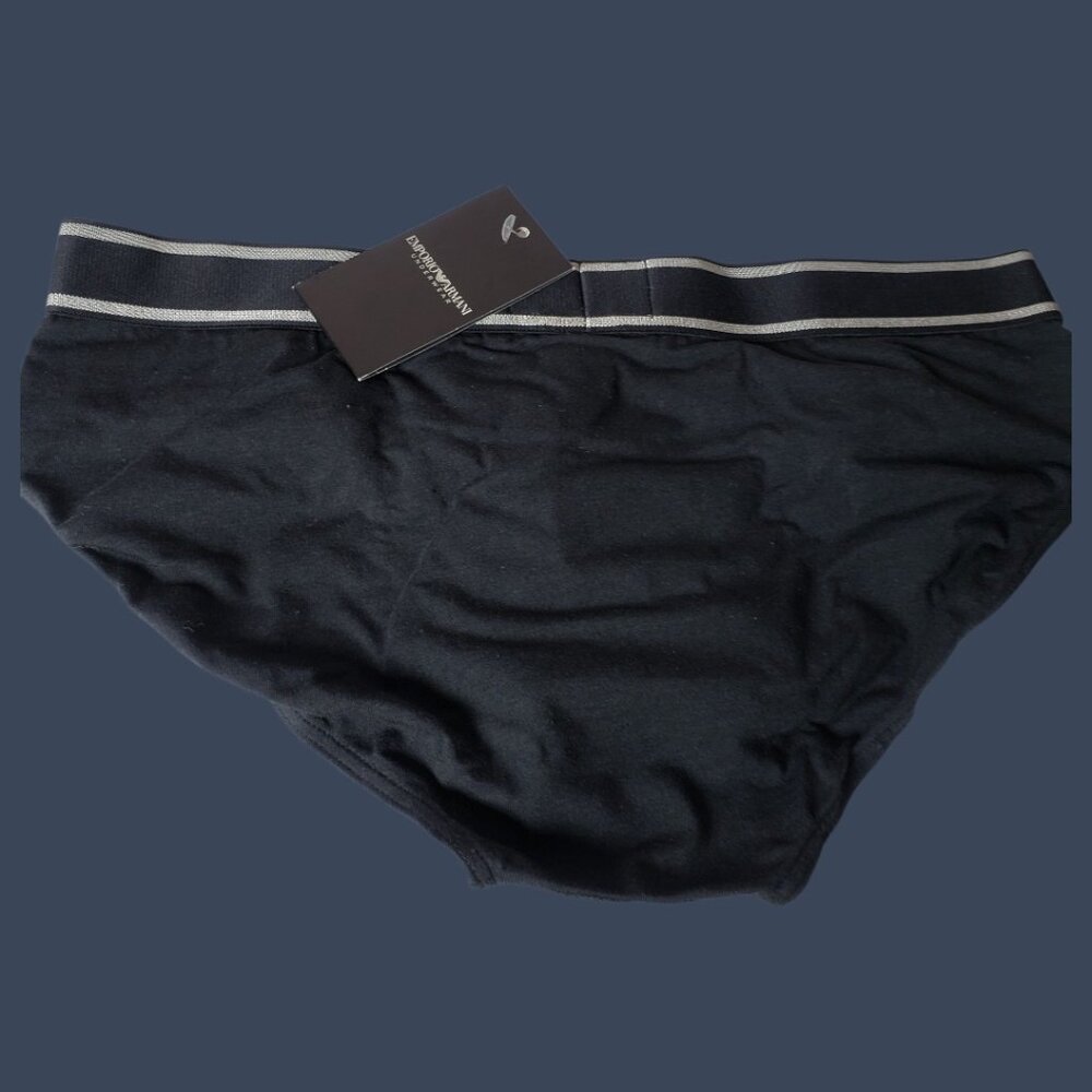 Emporio Armani Mens Modal Briefs  Stylish Logo Waistband Black/Beige Medium - Picture 3 of 9